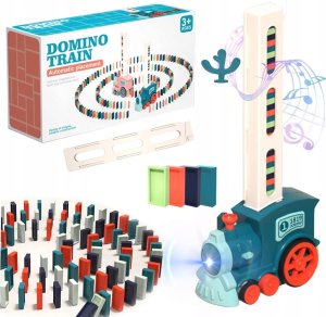 Qulki KOLEJKA POCIĄG LOKOMOTYWA UKŁADAJĄCA KLOCKI DOMINO CIUCHCIA DOMINO POCIĄG DO KLOCKÓW LED 10