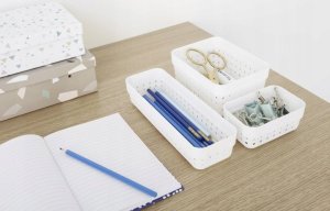 Plast Team PLAST TEAM - Koszyk plastikowy - Seoul Medium - Organizer - Pojemnik na drobiazgi - biały 2