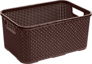 Branq BRANQ - Koszyk plastikowy - Rattan - Pudełko - Pojemnik - brązowy - 29x20x13 cm - 7 L 1