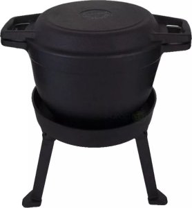 KingHoff KOCIOŁEK ŻELIWNY MYŚLIWSKI 12L Z PATELNIĄ GRILL 2 W 1 KINGHOFF KH-1842 12