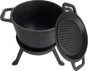 KingHoff KOCIOŁEK ŻELIWNY MYŚLIWSKI 12L Z PATELNIĄ GRILL 2 W 1 KINGHOFF KH-1842 2