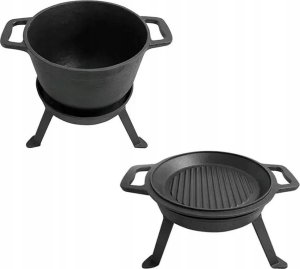 KingHoff KOCIOŁEK ŻELIWNY MYŚLIWSKI 12L Z PATELNIĄ GRILL 2 W 1 KINGHOFF KH-1842 4