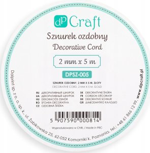 Dalprint SZNUREK OZDOBNY, 2MM X 5M, ZŁOTY 2