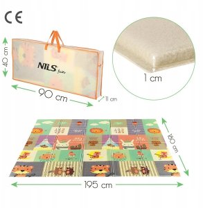 NILS Fun MD04 MATA DZIECIĘCA SKŁADANA ZOO 195x180CM NILS FUN 13