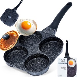 Patelnia Vilde Patelnia do Jajek Placków Pancakes Granitowa 4 Otwory Solidna 19x19cm 16