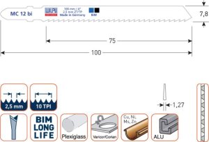 Wilpu Pjukleliai spalv. metalams, aliuminiui (5vnt.) MC 12 bi WILPU 2