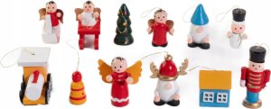 Home Styling Collection Zestaw drewnianych zabawek choinkowych, 12 szt. 2