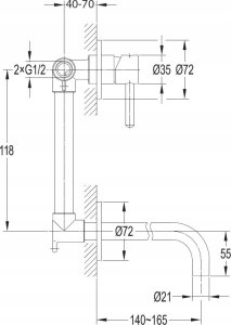 Bateria umywalkowa Omnires Omnires bateria umywalkowa podtynkowa Y czarny Y1215NBL 2