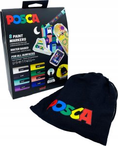 Posca POSCA Pouch sæt str. PC5M 8 ass. Farver + lille POSCA pose 2