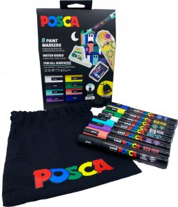 Posca POSCA Pouch sæt str. PC5M 8 ass. Farver + lille POSCA pose 3