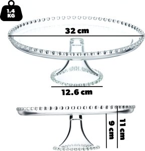 Kadax KADAX Patera Na Ciasto 32cm Szklana Torty Owoce Dekoracyjna Taca Na Nóżce 3