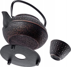 Kadax KADAX Czajnik Czarny 800ml Imbryk Żeliwny Do Herbaty Dzbanek + 4 Czarki 6