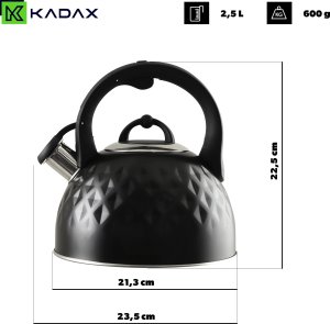 Kadax KADAX Czajnik Stalowy 2,5L indukcja Gaz Gwizdek Z Uchwytem Tradycyjny 2