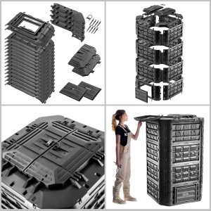 Kadax KADAX Kompostownik Czarny Ogrodowy modułowy mrozoodporny Na Nawóz Zbiornik 1250L 11