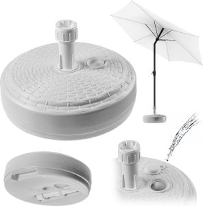 Kadax KADAX Podstawa Parasola Stojak Pod Parasol Ogrodowy Okrągły 39cm Obciążnik Biała 1