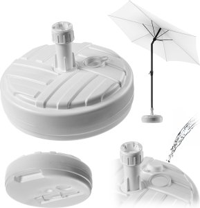 Kadax KADAX Podstawa Parasola Stojak Pod Parasol Ogrodowy Okrągły 39cm Obciążnik Biała 1