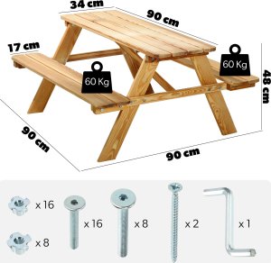 Kadax KADAX Ławka Ogrodowa Ławeczka Drewniana Dla Dzieci Ze Stołem Stolikiem Do Ogrodu 2