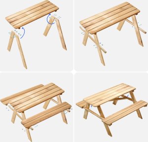 Kadax KADAX Ławka Ogrodowa Ławeczka Drewniana Dla Dzieci Ze Stołem Stolikiem Do Ogrodu 4