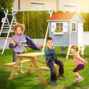 Kadax KADAX Ławka Ogrodowa Ławeczka Drewniana Dla Dzieci Ze Stołem Stolikiem Do Ogrodu 7