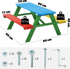 Kadax KADAX Ławka Ogrodowa Ławeczka Drewniana Dla Dzieci Ze Stołem Stolikiem Do Ogrodu 2