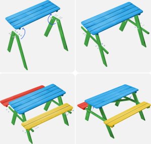 Kadax KADAX Ławka Ogrodowa Ławeczka Drewniana Dla Dzieci Ze Stołem Stolikiem Do Ogrodu 4