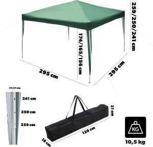 Kadax KADAX Altana Ogrodowa Namiot imprezowy Handlowy Pawilon 3x3m Na Ogród Zielony 2