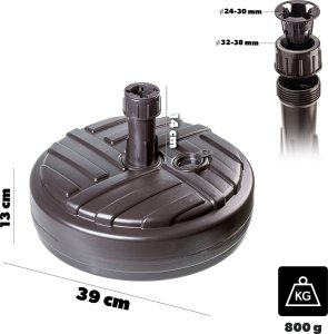 Kadax KADAX Podstawa Parasola Stojak Pod Parasol Ogrodowy Okrągły 39cm Obciążnik Brąz 2