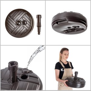 Kadax KADAX Podstawa Parasola Stojak Pod Parasol Ogrodowy Okrągły 39cm Obciążnik Brąz 8