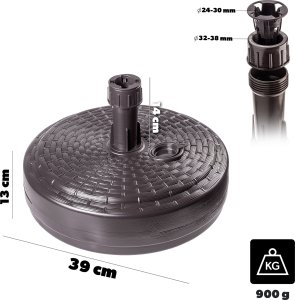Kadax KADAX Podstawa Parasola Stojak Pod Parasol Ogrodowy Okrągły 39cm Obciążnik Brąz 2