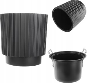 Kadax KADAX Doniczka Donica Na Kwiaty 40cm Osłonka Z Wkładem Kwietnik Plastikowa Czarny 1