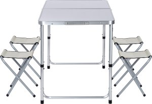 Kadax KADAX Zestaw Turystyczny Stół Składany 120cm + 4 Krzesła 5W1 Kempingowy Grill 11