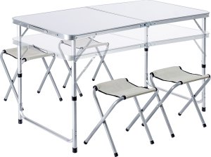 Kadax KADAX Zestaw Turystyczny Stół Składany 120cm + 4 Krzesła 5W1 Kempingowy Grill 14