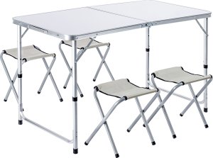 Kadax KADAX Zestaw Turystyczny Stół Składany 120cm + 4 Krzesła 5W1 Kempingowy Grill 3