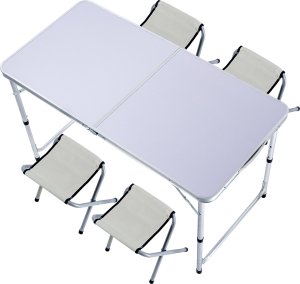 Kadax KADAX Zestaw Turystyczny Stół Składany 120cm + 4 Krzesła 5W1 Kempingowy Grill 8