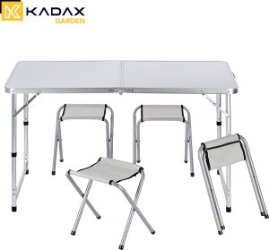 Kadax KADAX Zestaw Turystyczny Stół Składany 120cm + 4 Krzesła 5W1 Kempingowy Grill 9