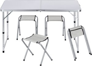 Kadax KADAX Zestaw Turystyczny Stół Składany 120cm + 4 Krzesła 5W1 Kempingowy Grill 10