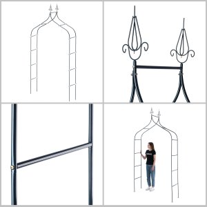 Kadax KADAX Pergola Ogrodowa metalowa 255cm Łuk Kwiaty Podpora Do Róż Roślin Pnączy 12