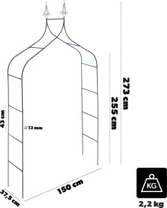 Kadax KADAX Pergola Ogrodowa metalowa 255cm Łuk Kwiaty Podpora Do Róż Roślin Pnączy 2