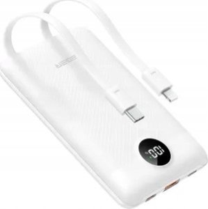 Powerbank Veger VEGER powerbank 10 000 mAh z wbudowanymi kablami Typ C / Lightning PD QC3.0 2A 22,5W C11C (W1170) biały 1