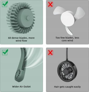 OEM Przenośny wentylator na szyję RC-K-1067 zielony 5