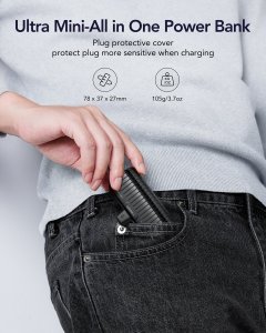 Powerbank Veger VEGER powerbank 5 000 mAh z wbudowanym złączem Typ C PlugOn PD QC3.0 3A 20W W0558 czarny 3