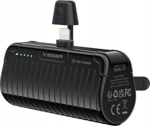 Powerbank Veger VEGER powerbank 5000 mAh z wbudowanym złączem Lightning PlugOn PD QC3.0 2,4A 20W W0558P czarny 1