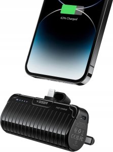 Powerbank Veger VEGER powerbank 5000 mAh z wbudowanym złączem Lightning PlugOn PD QC3.0 2,4A 20W W0558P czarny 2