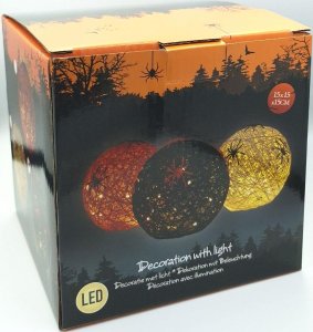 Christmas decoration KULA DEKORACYJNA LAMPKA Z PAJĄKIEM LED 15CM HALLOWEEN BIAŁA 3