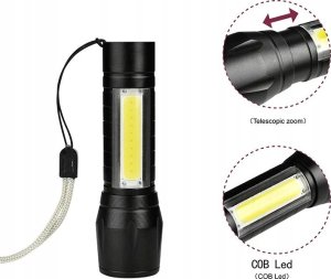 Latarka VERGIONIC LATARKA TAKTYCZNA LED ZOOM REFLEKTOR COB AKUMULATOROWA USB 12