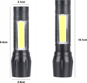 Latarka VERGIONIC LATARKA TAKTYCZNA LED ZOOM REFLEKTOR COB AKUMULATOROWA USB 14