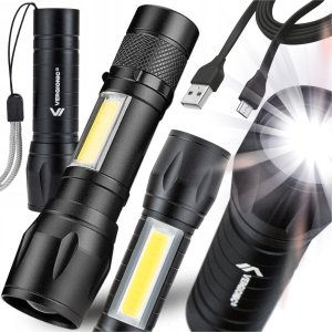 Latarka VERGIONIC LATARKA TAKTYCZNA LED ZOOM REFLEKTOR COB AKUMULATOROWA USB 24