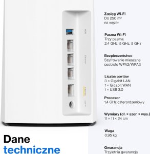 Access Point Linksys Trójpasmowy system WLAN Linksys Velop MX4200 mesh Wi-Fi 6 (AX4200) 260 m2 3