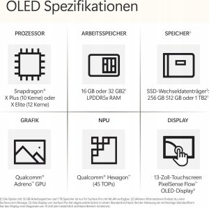 Komputer Microsoft Microsoft Surface Pro 11 Copilot+ PC Snapdragon X Elite 16GB RAM 512 GB SSD 2