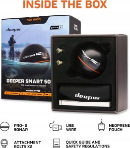 Deeper Echosonda Deeper Pro+2 wykrywacz ryb GPS ITGAM1080 czarny 2